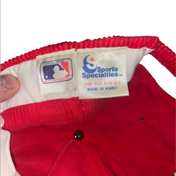 Vintage 90s Cincinnati Reds Sports Specialties Script The Cord Zip Back Hat - Picture 6 of 7